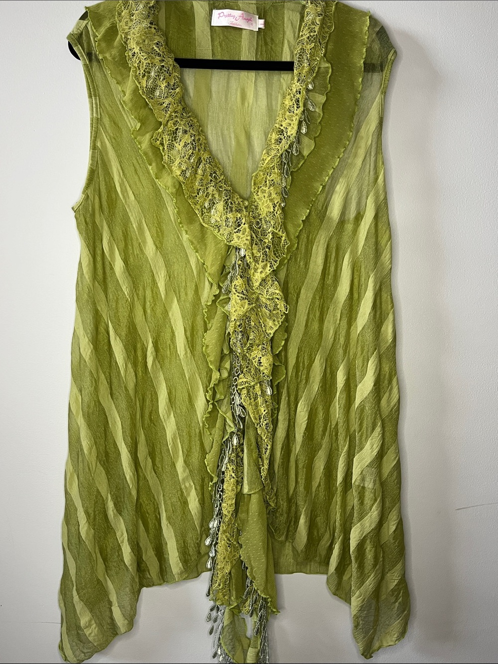 Pretty Angel Silk Blend Forest Fairy Tunic Cardigan layering Vest ruffle lace